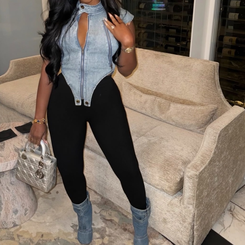 Stylish Denim zip up top